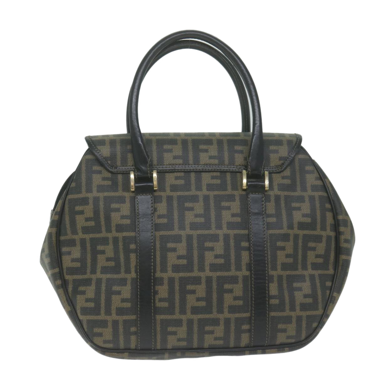 FENDI Zucca Canvas Hand Bag Black Brown yk10606