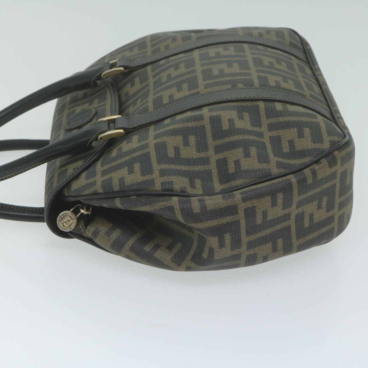 FENDI Zucca Canvas Hand Bag Black Brown yk10606