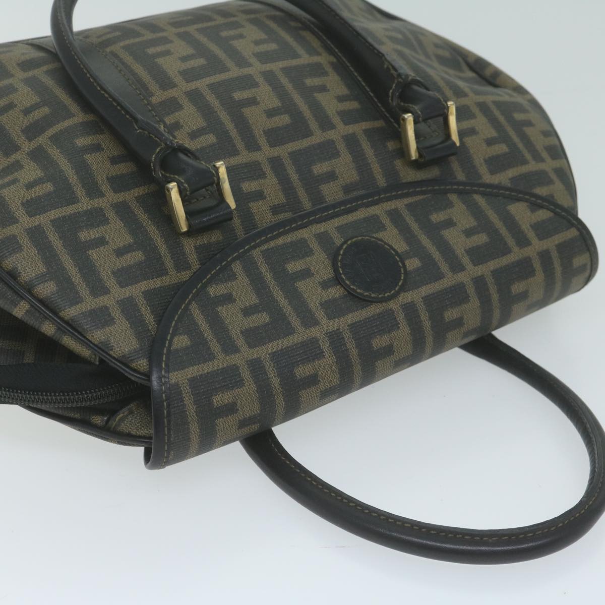 FENDI Zucca Canvas Hand Bag Black Brown yk10606