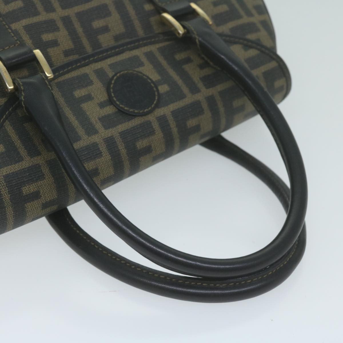 FENDI Zucca Canvas Hand Bag Black Brown yk10606