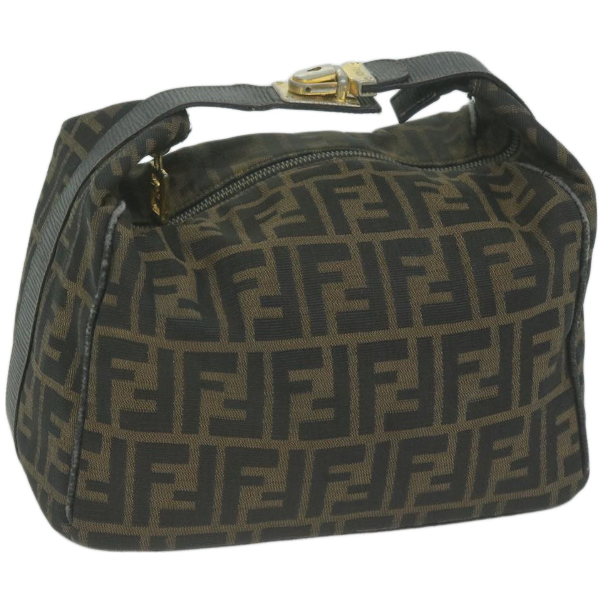 FENDI Zucca Canvas Hand Bag Black Brown yk10697