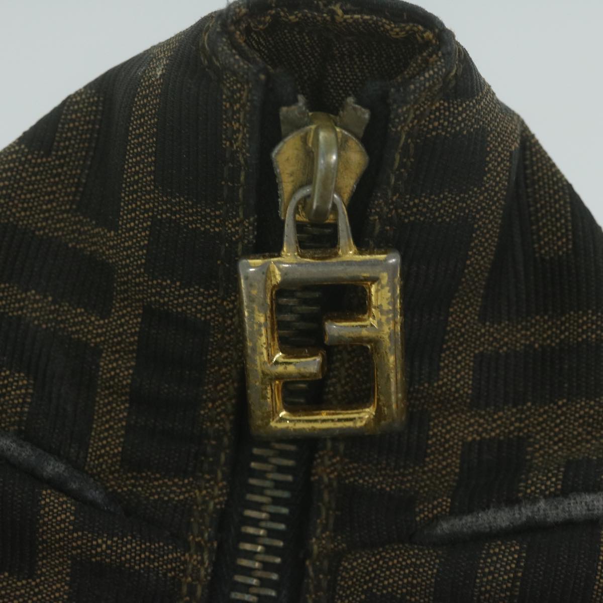 FENDI Zucca Canvas Hand Bag Black Brown yk10697