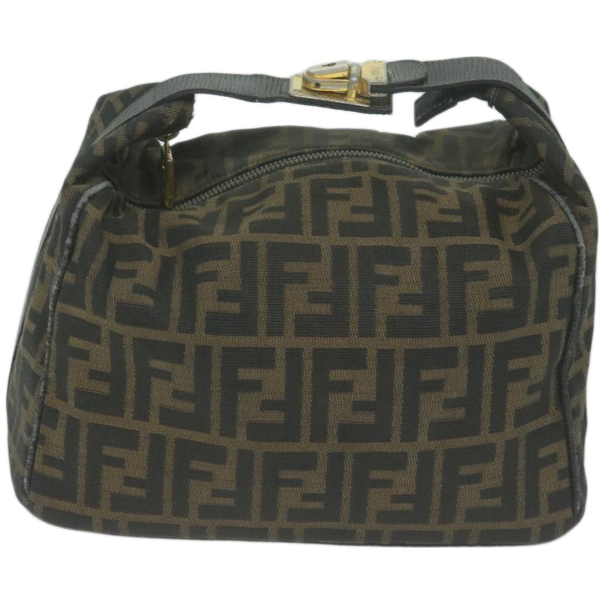 FENDI Zucca Canvas Hand Bag Black Brown yk10697