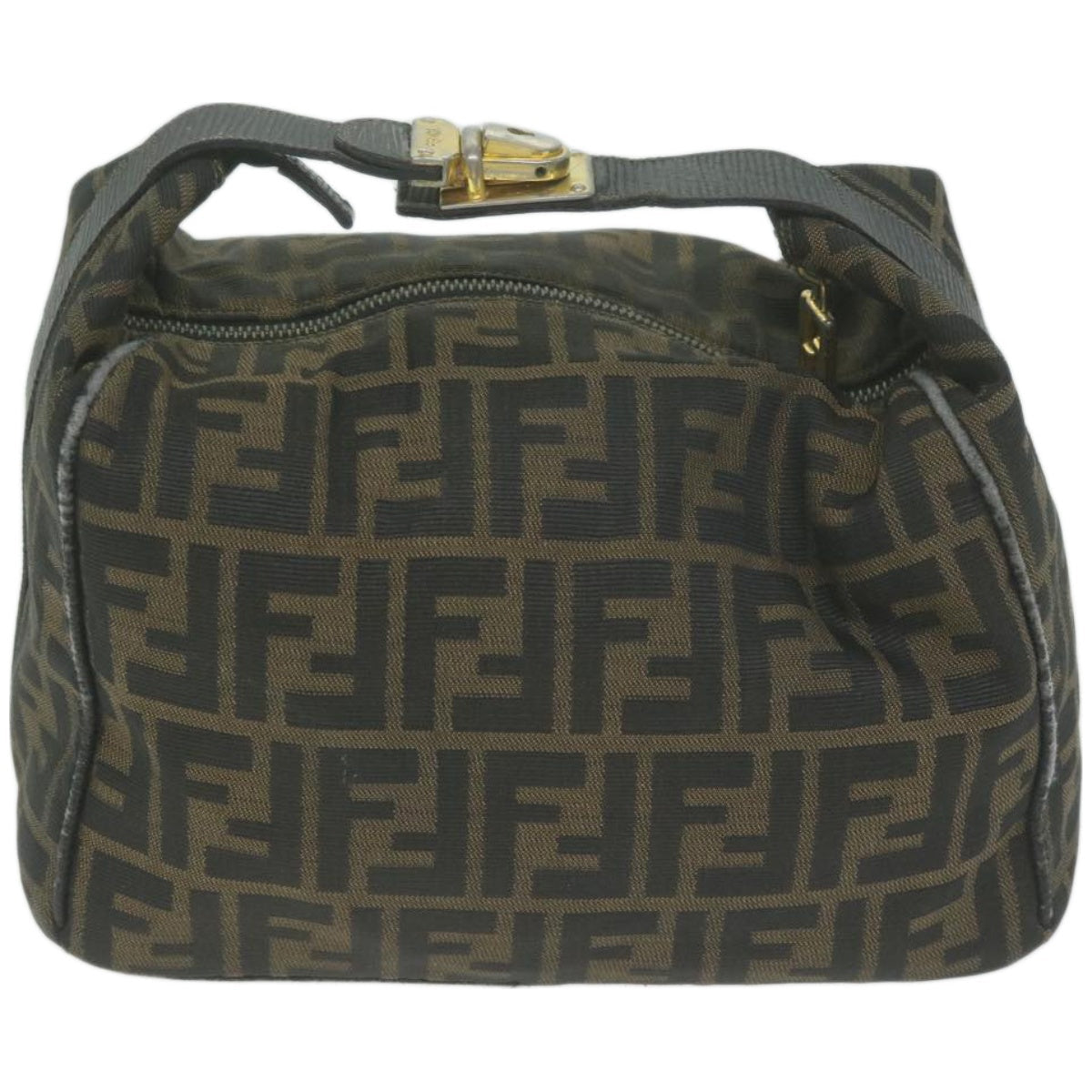 FENDI Zucca Canvas Hand Bag Black Brown yk10697