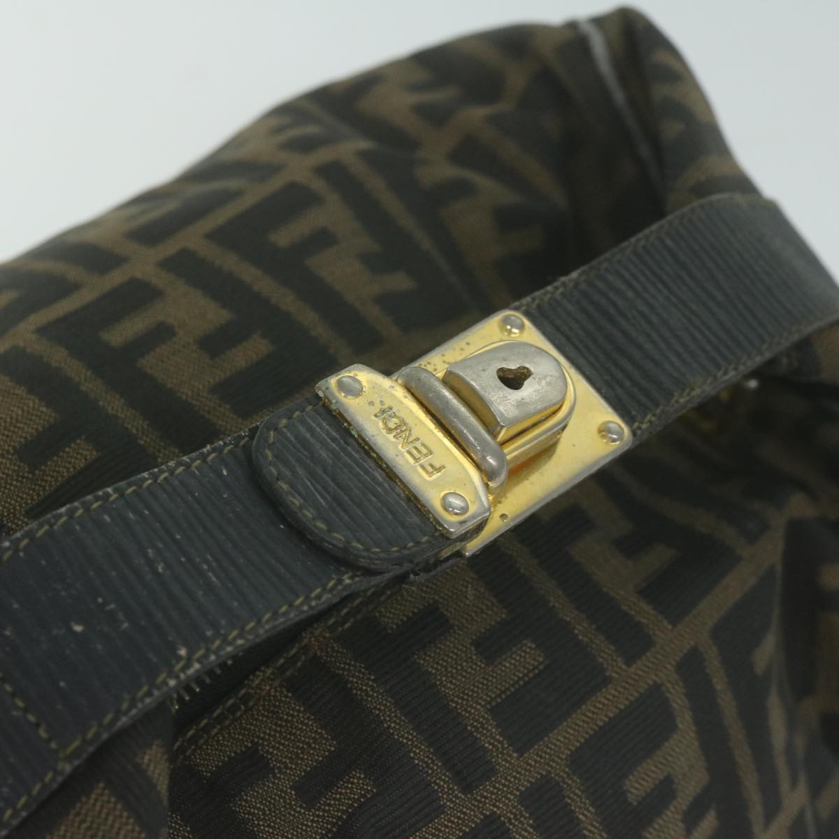 FENDI Zucca Canvas Hand Bag Black Brown yk10697