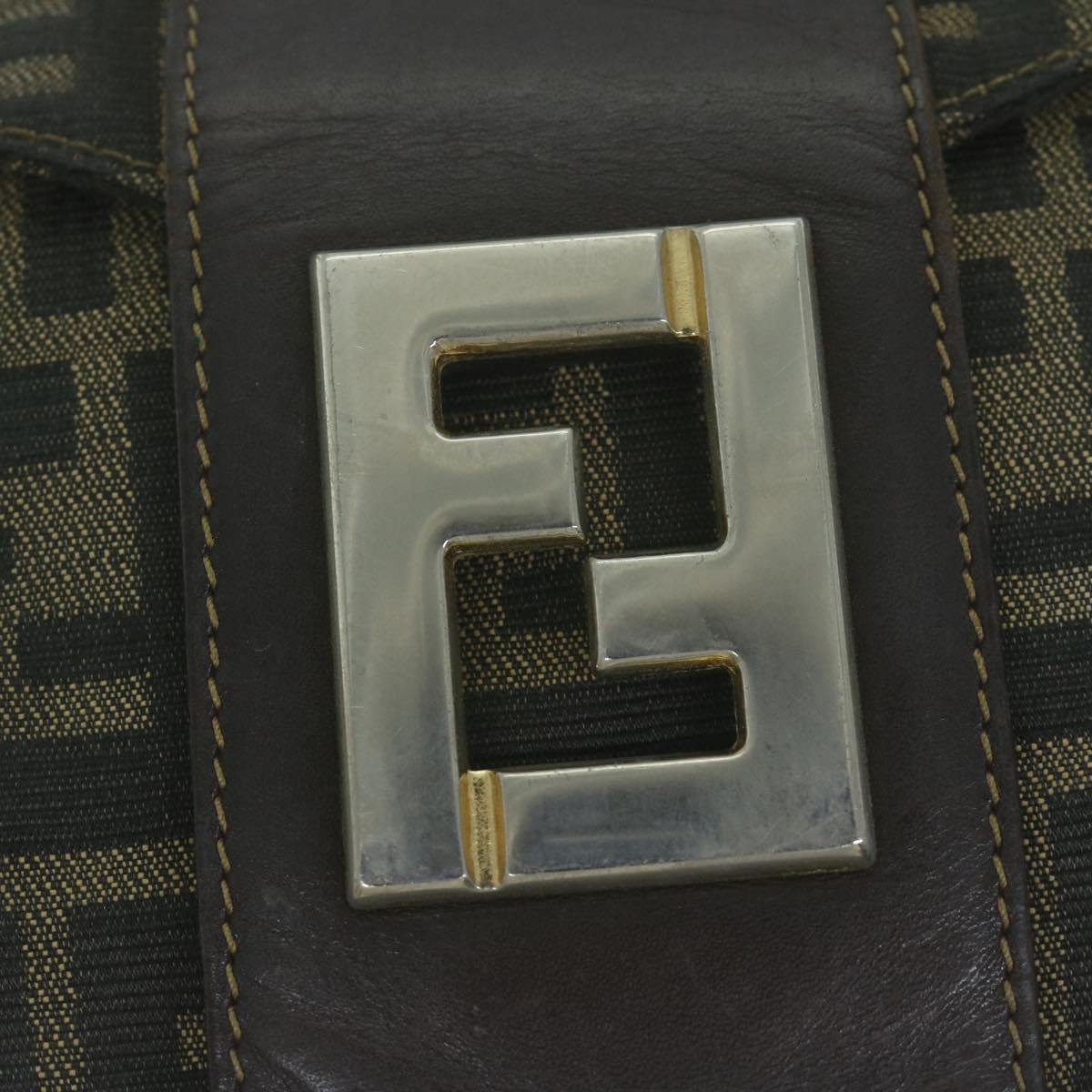 FENDI Zucca Canvas Shoulder Bag Black Brown yk10698