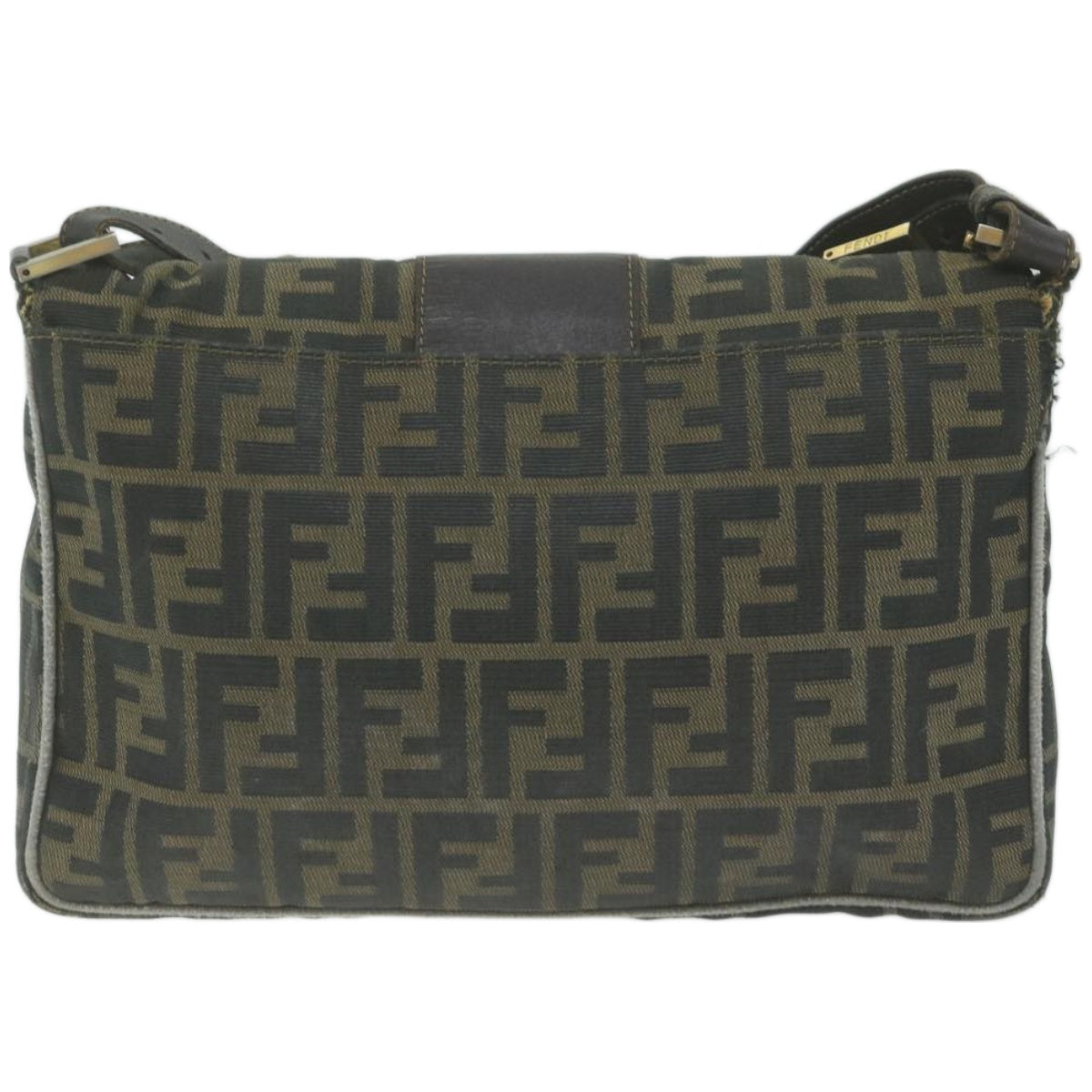 FENDI Zucca Canvas Shoulder Bag Black Brown yk10698