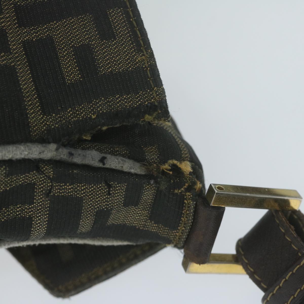 FENDI Zucca Canvas Shoulder Bag Black Brown yk10698