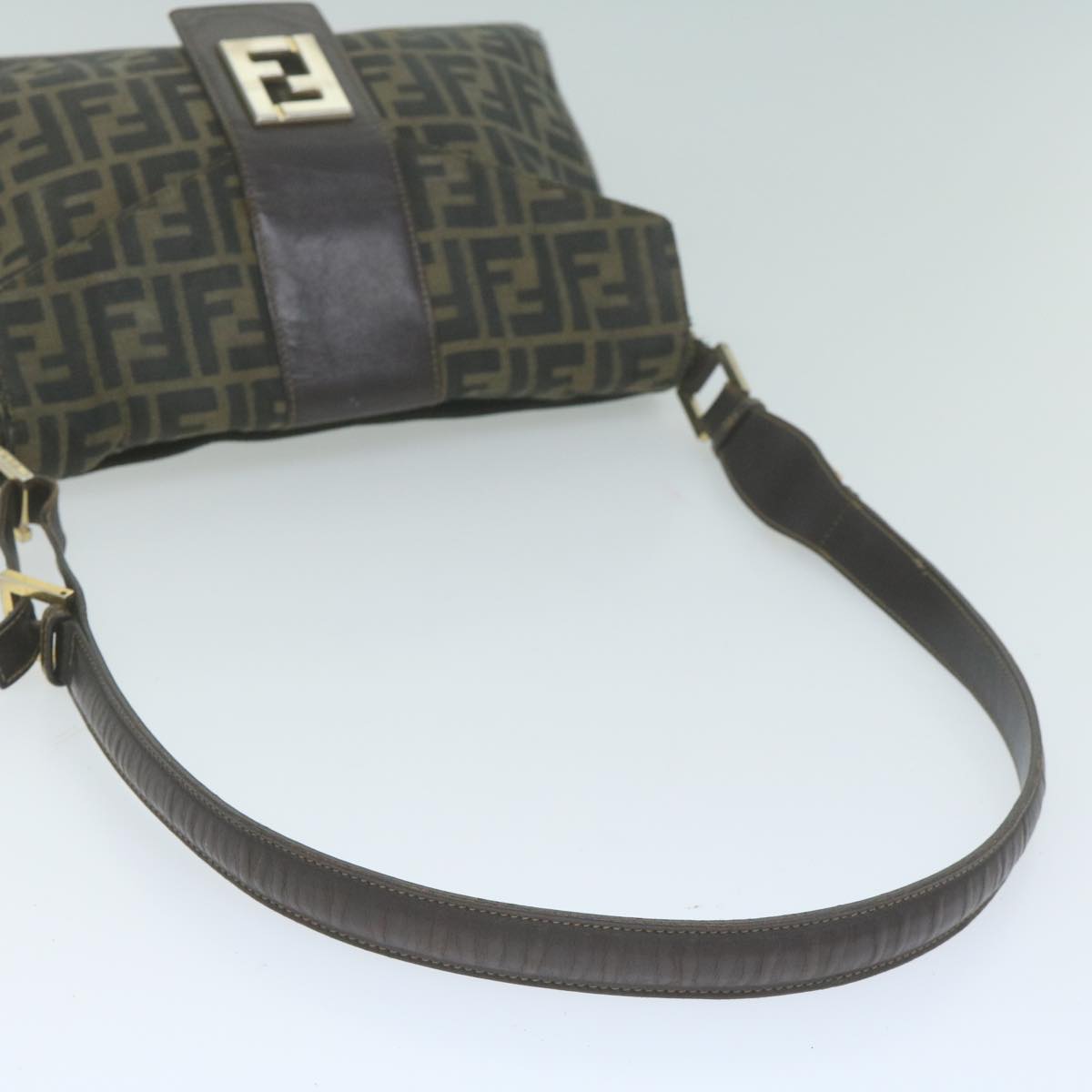 FENDI Zucca Canvas Shoulder Bag Black Brown yk10698