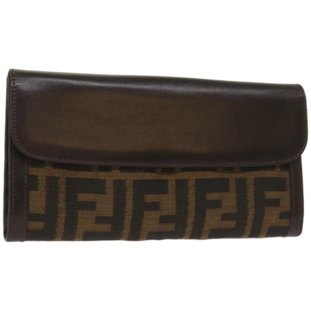 FENDI Zucca Canvas Long Wallet Black Brown yk10736