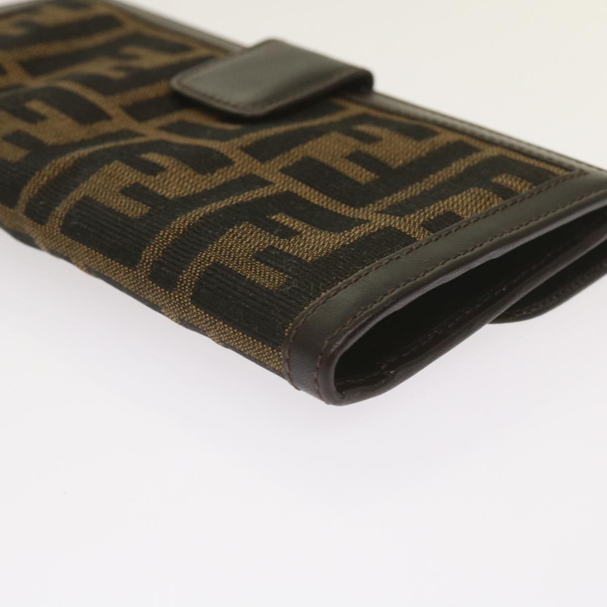FENDI Zucca Canvas Long Wallet Black Brown yk10736