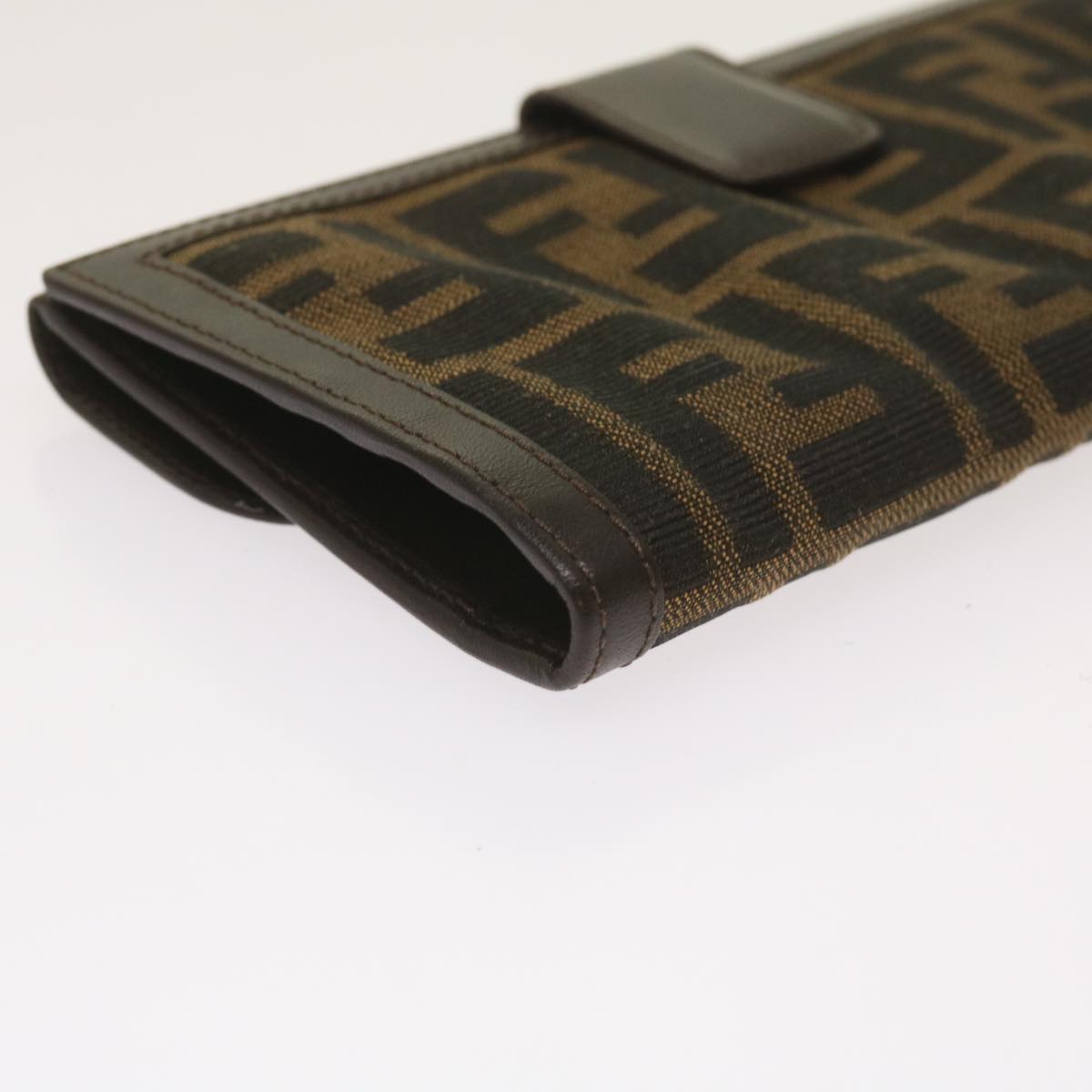 FENDI Zucca Canvas Long Wallet Black Brown yk10736