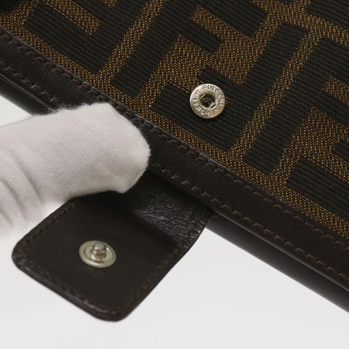 FENDI Zucca Canvas Long Wallet Black Brown yk10736