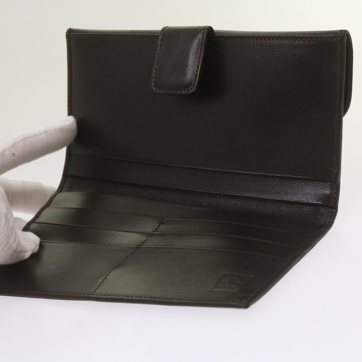 FENDI Zucca Canvas Long Wallet Black Brown yk10736