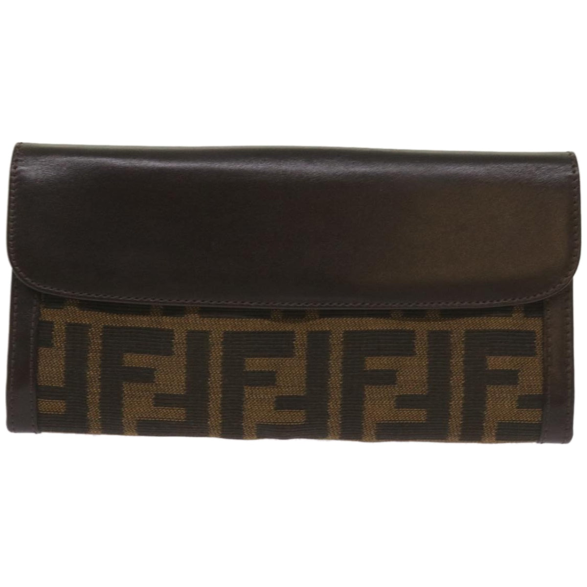 FENDI Zucca Canvas Long Wallet Black Brown yk10736