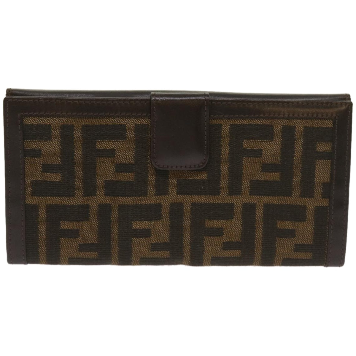 FENDI Zucca Canvas Long Wallet Black Brown yk10736