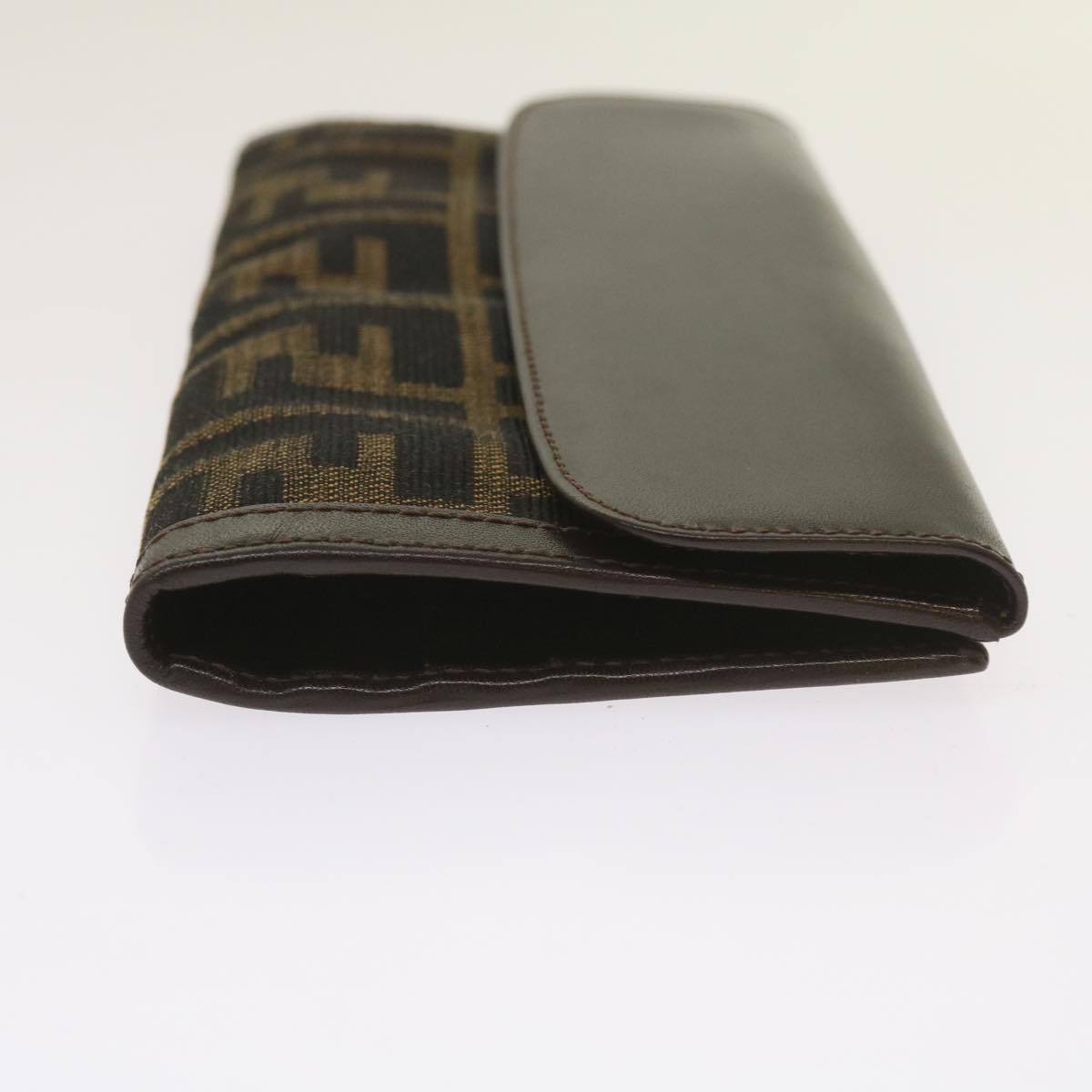FENDI Zucca Canvas Long Wallet Black Brown yk10736