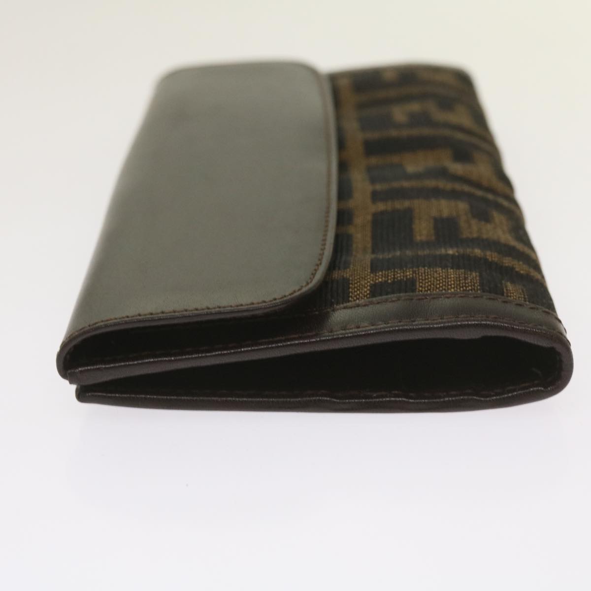 FENDI Zucca Canvas Long Wallet Black Brown yk10736