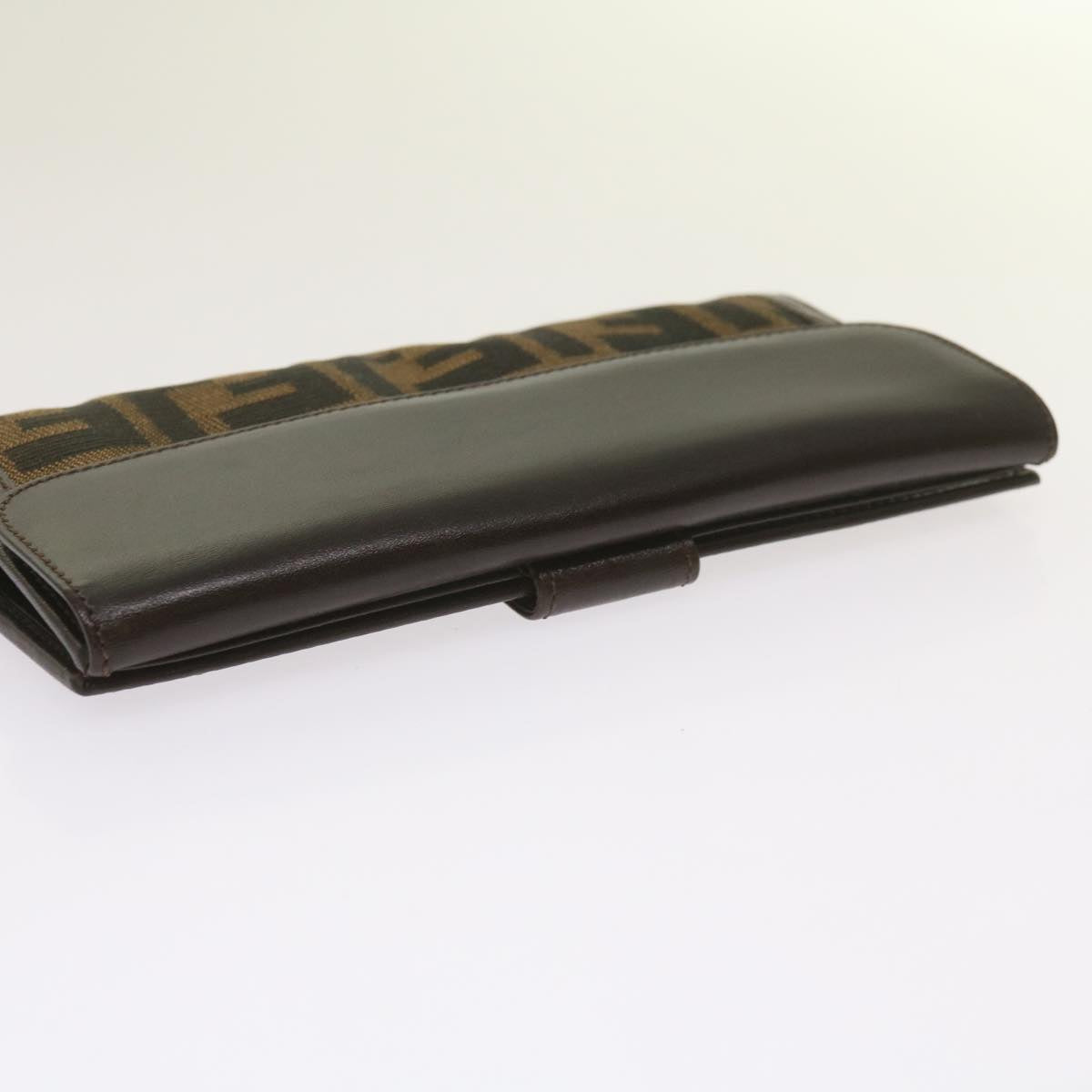 FENDI Zucca Canvas Long Wallet Black Brown yk10736