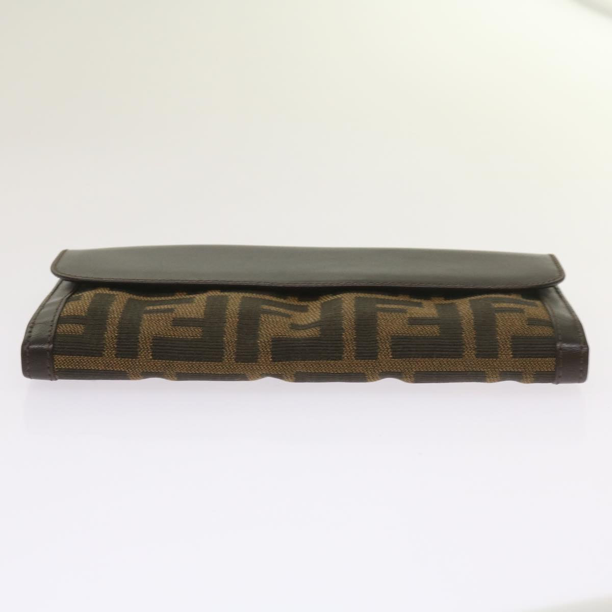 FENDI Zucca Canvas Long Wallet Black Brown yk10736