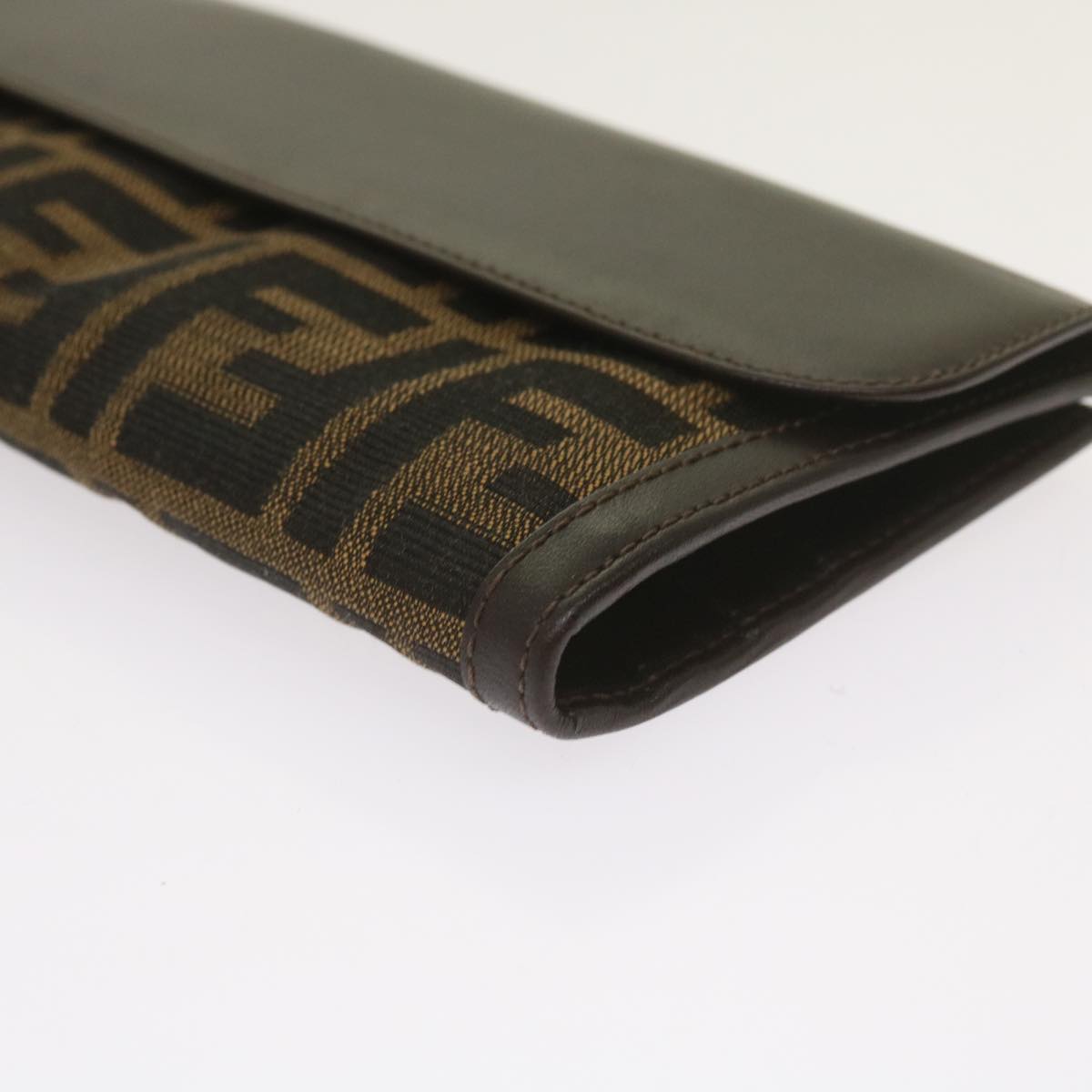 FENDI Zucca Canvas Long Wallet Black Brown yk10736