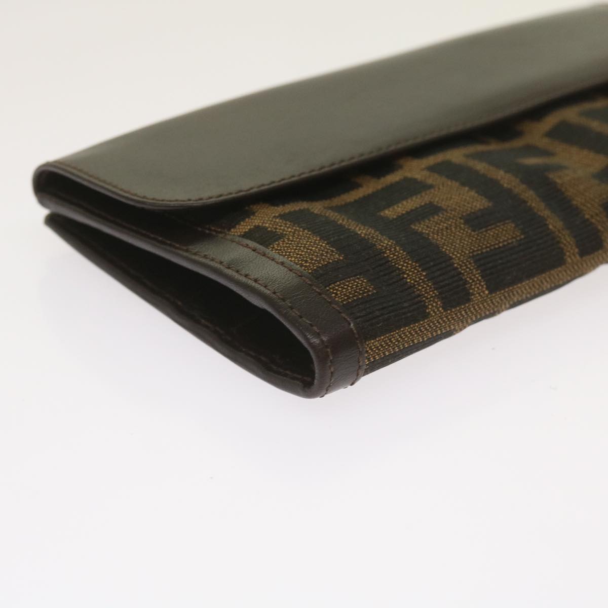 FENDI Zucca Canvas Long Wallet Black Brown yk10736