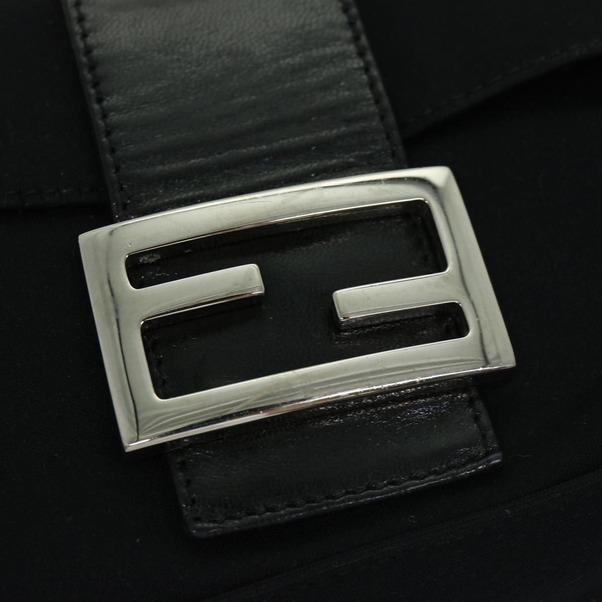 FENDI Mamma Baguette Shoulder Bag Nylon Black yk10749