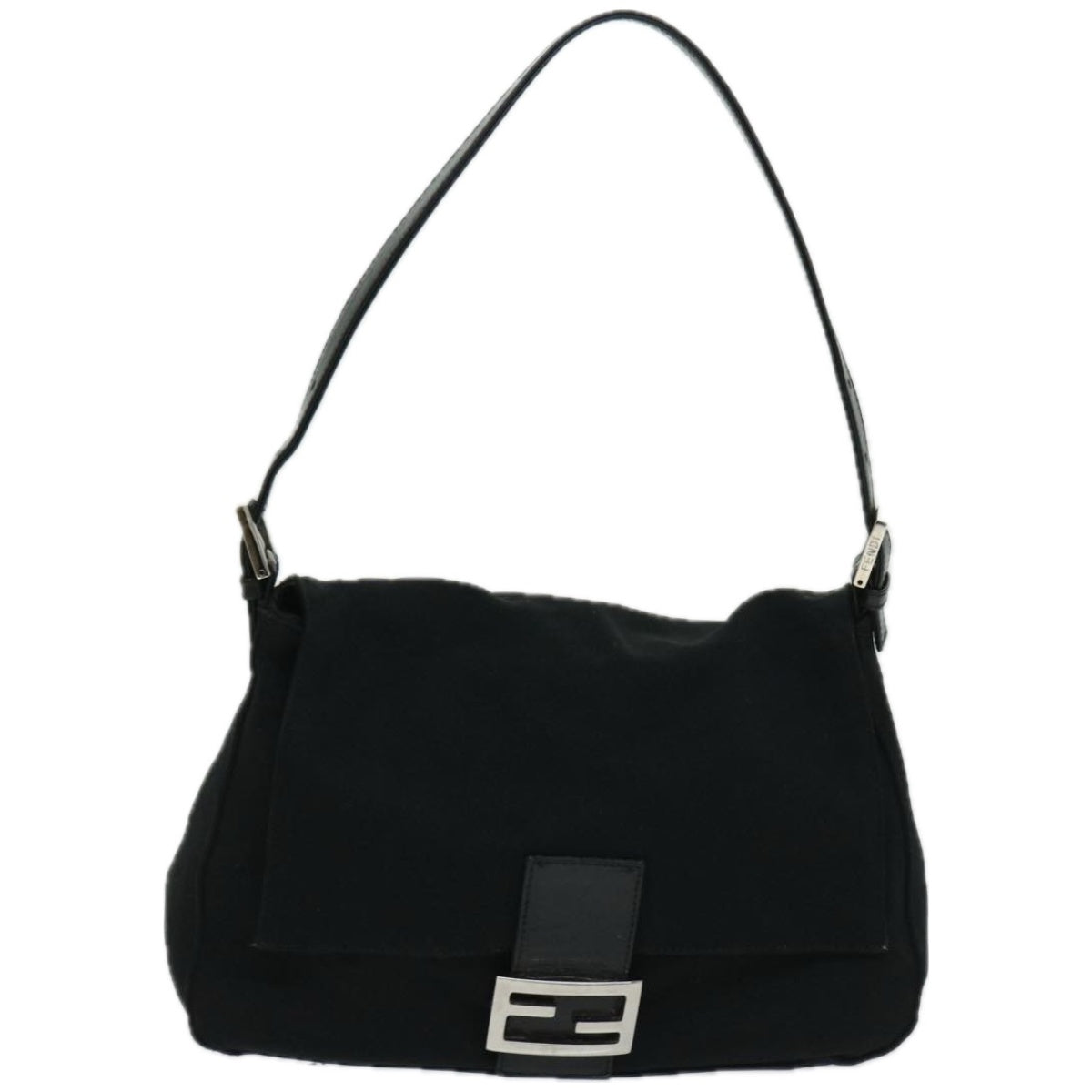 FENDI Mamma Baguette Shoulder Bag Nylon Black yk10749