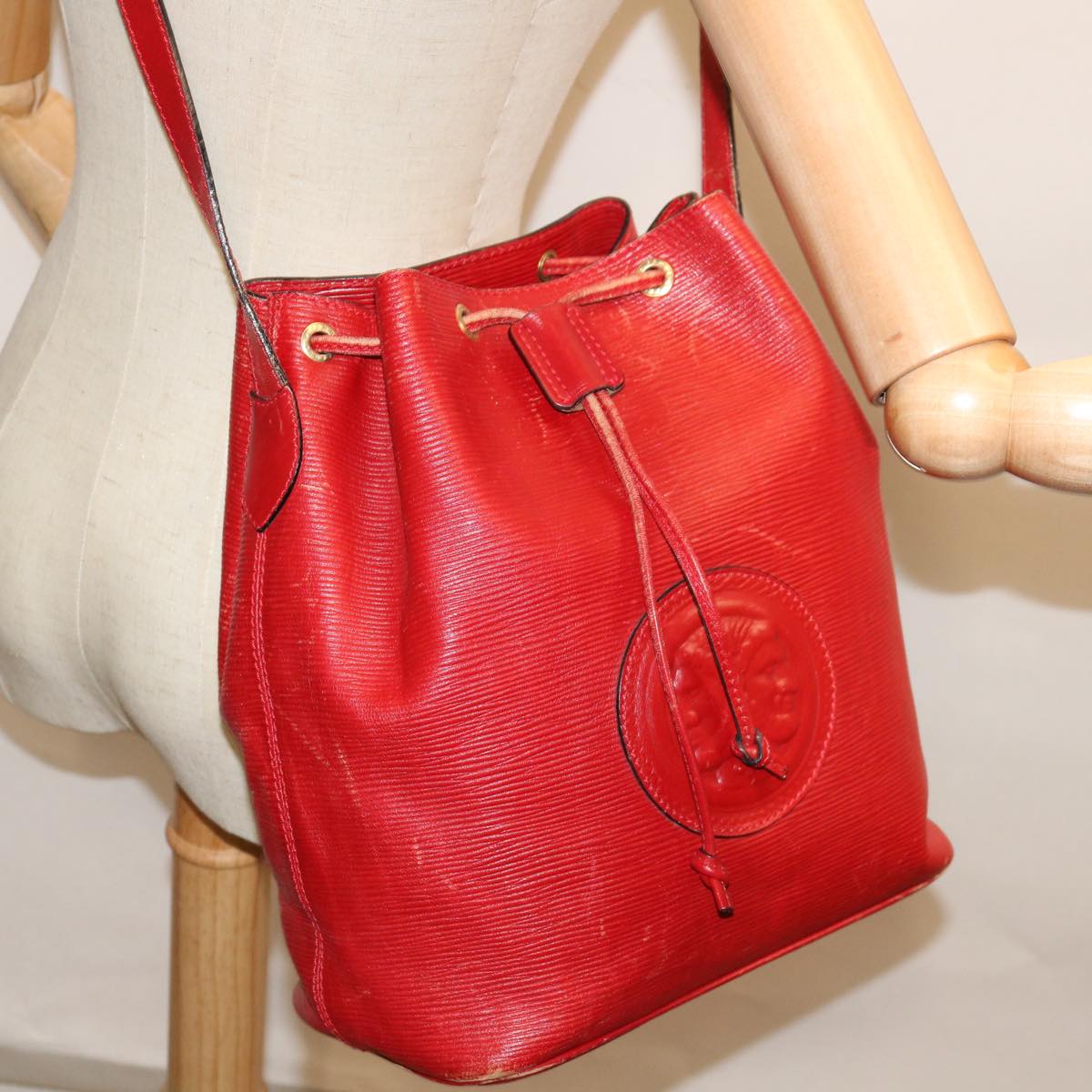 FENDI Shoulder Bag Leather Red yk10770