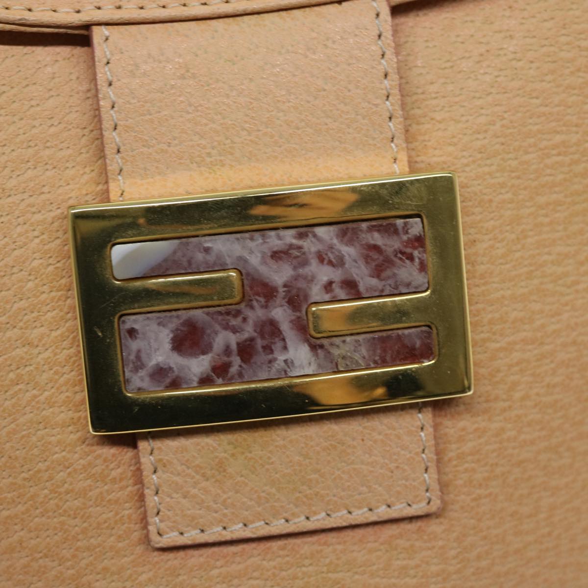 FENDI Mamma Baguette Shoulder Bag Leather Orange yk10805