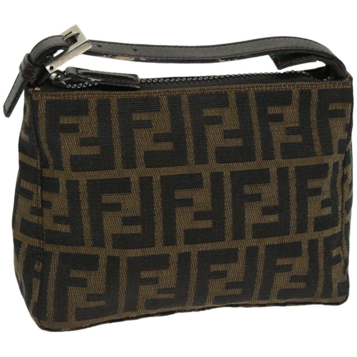 FENDI Zucca Canvas Hand Bag Black Brown yk10821