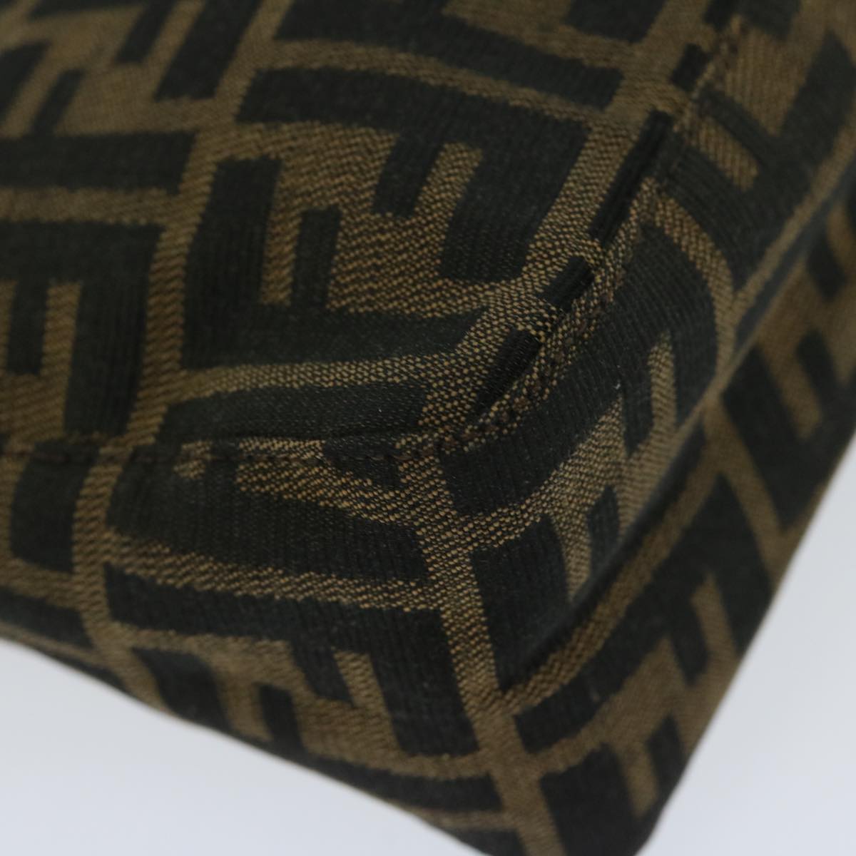 FENDI Zucca Canvas Hand Bag Black Brown yk10821
