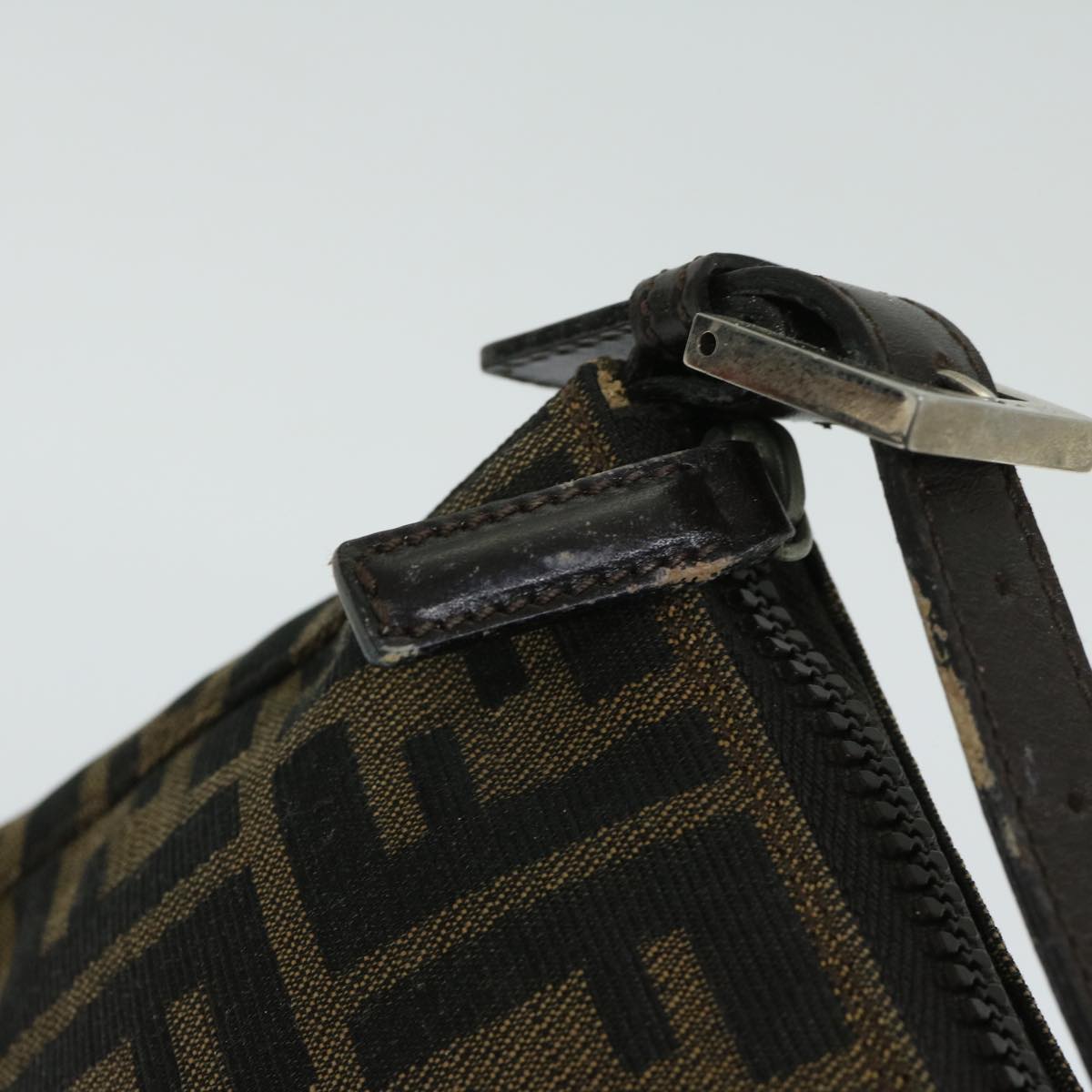FENDI Zucca Canvas Hand Bag Black Brown yk10821