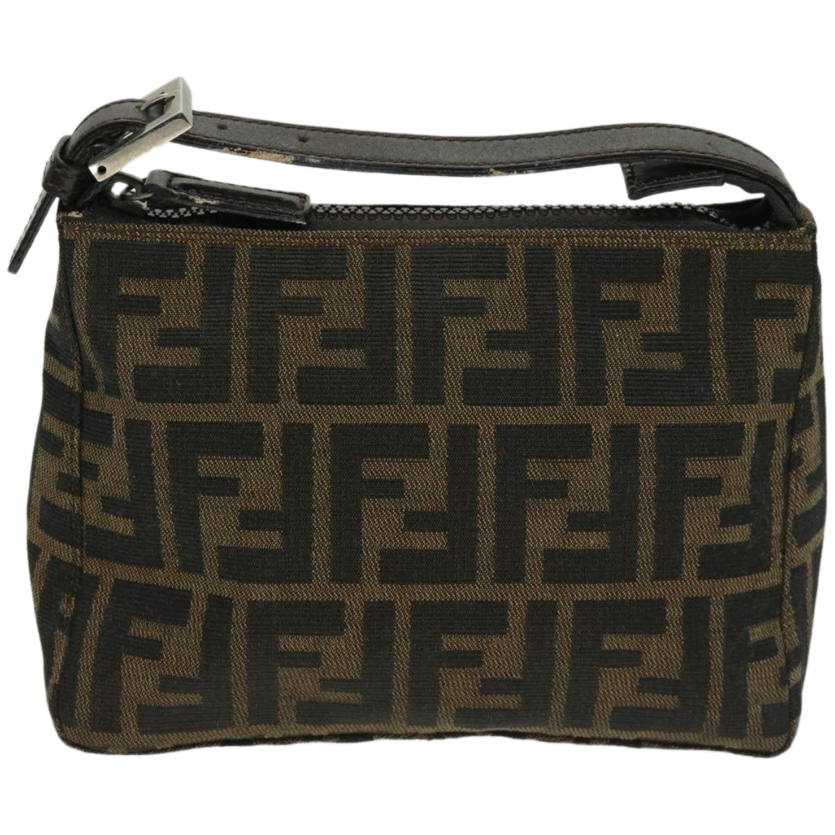 FENDI Zucca Canvas Hand Bag Black Brown yk10821