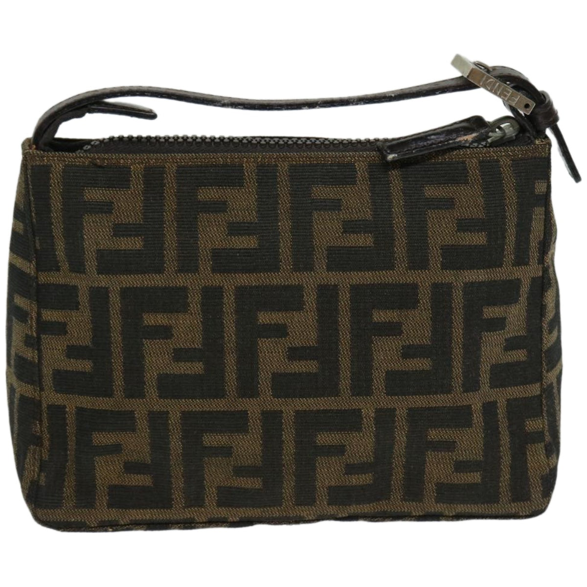 FENDI Zucca Canvas Hand Bag Black Brown yk10821