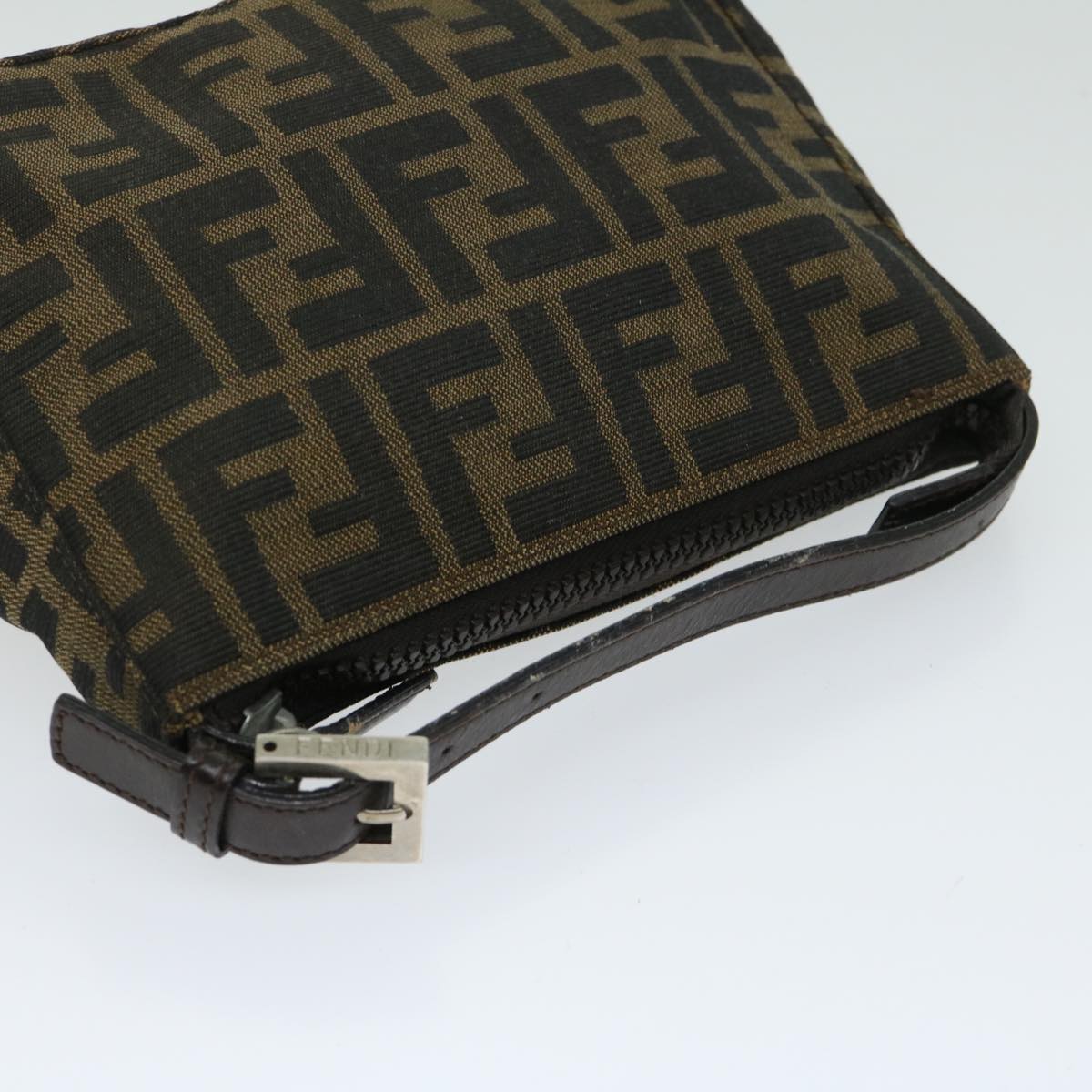 FENDI Zucca Canvas Hand Bag Black Brown yk10821