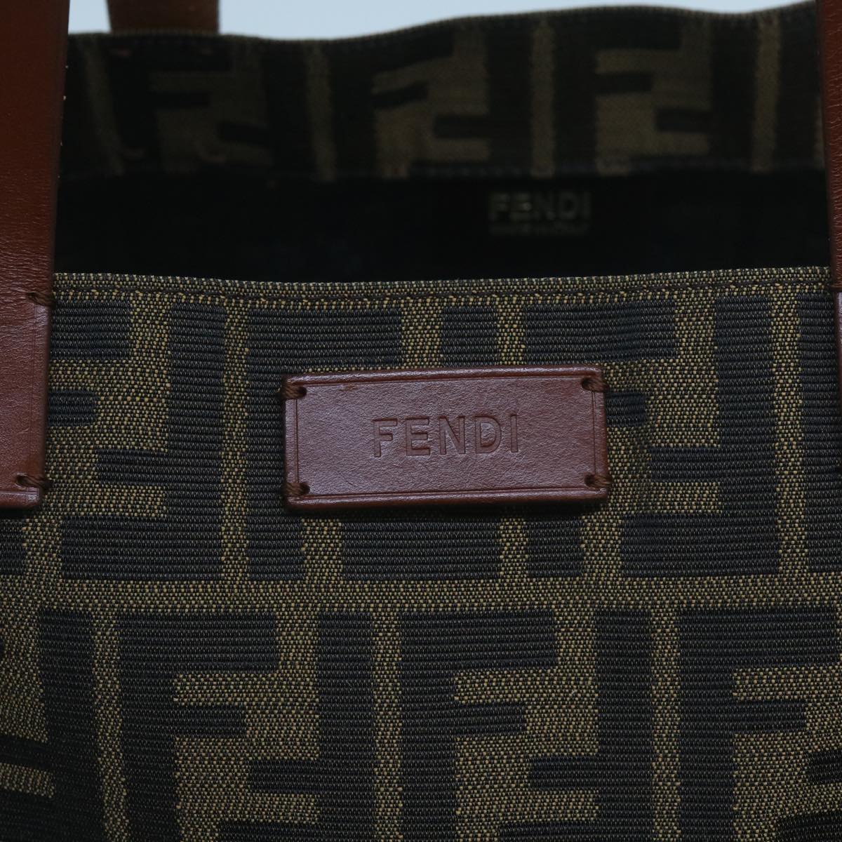 FENDI Zucca Canvas Tote Bag Black Brown yk10891