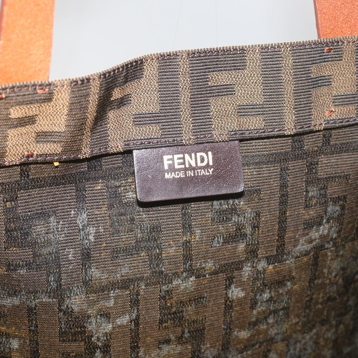 FENDI Zucca Canvas Tote Bag Black Brown yk10891