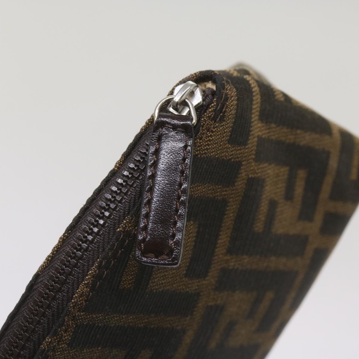 FENDI Zucca Canvas Pouch Brown Black yk10915