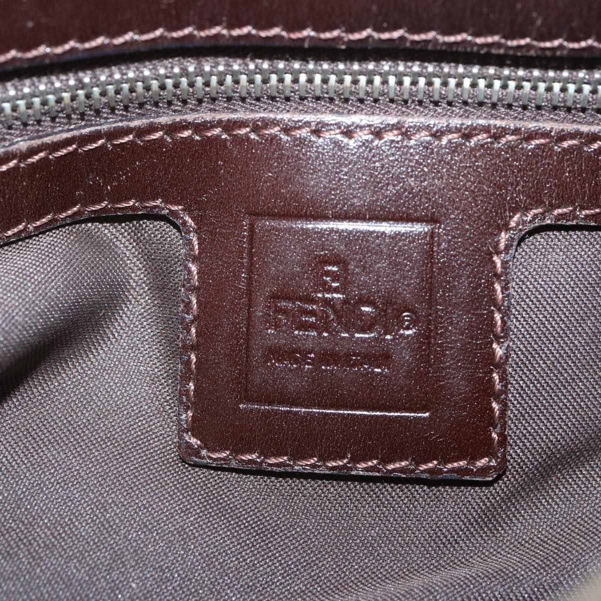 FENDI Zucca Canvas Mamma Baguette Shoulder Bag Black Brown