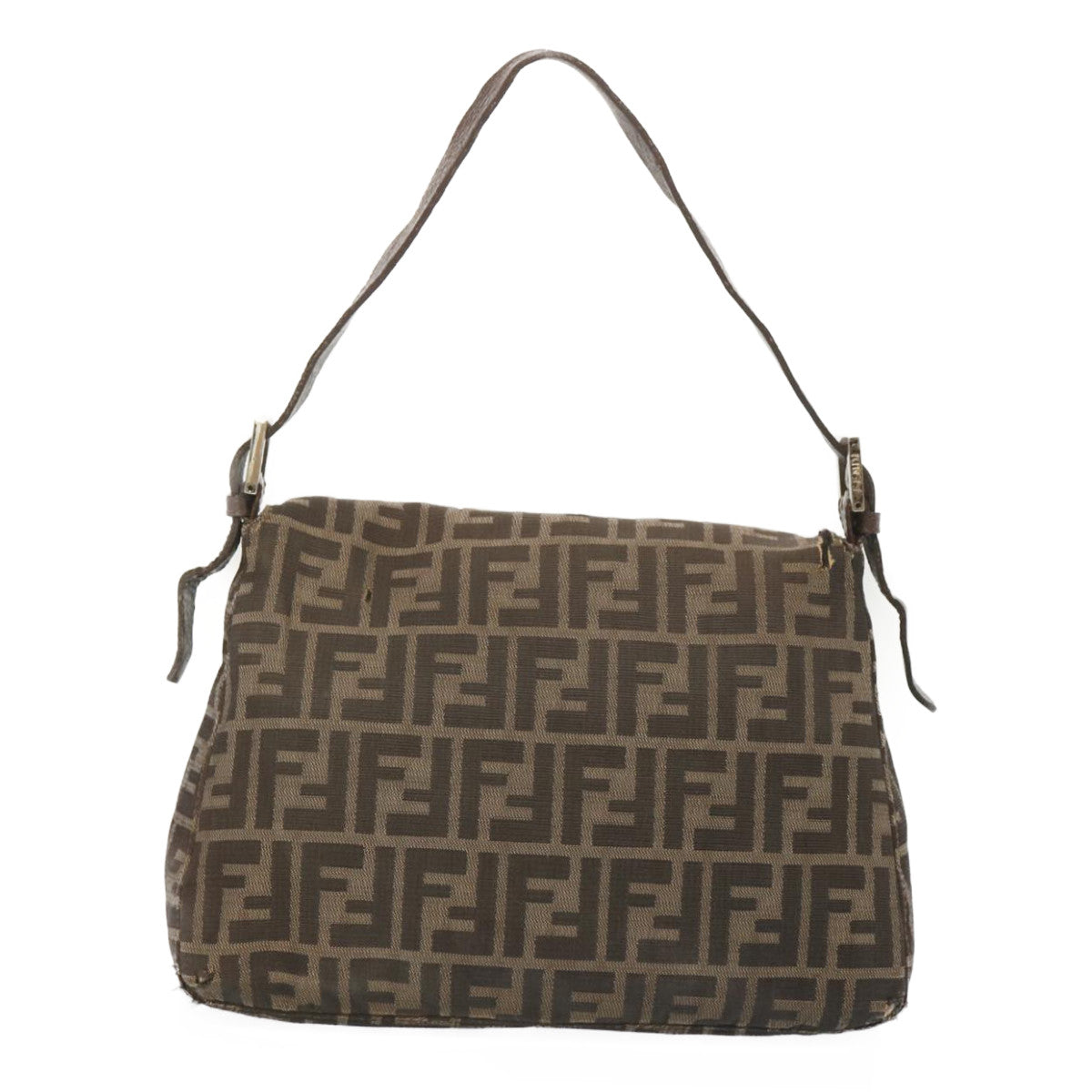 FENDI Zucca Canvas Mamma Baguette Shoulder Bag Black Brown