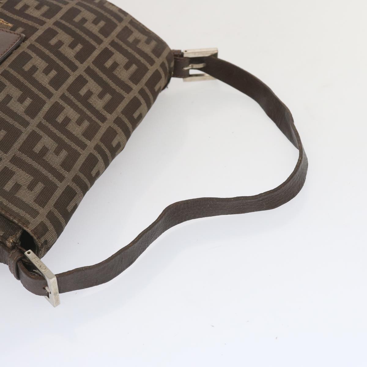 FENDI Zucca Canvas Mamma Baguette Shoulder Bag Black Brown