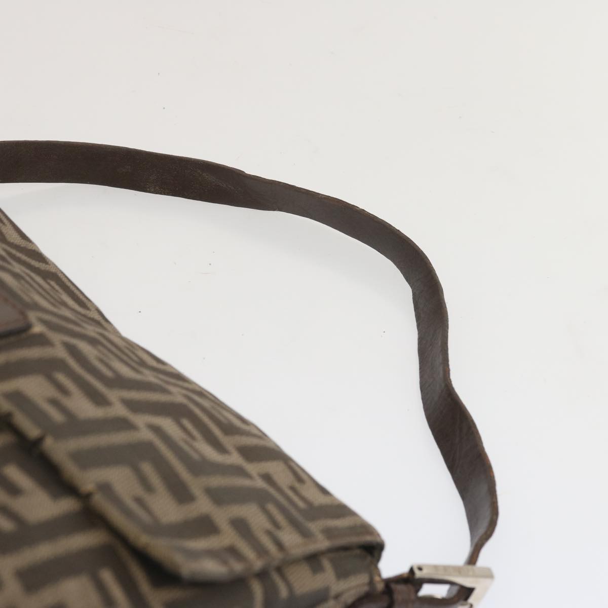FENDI Zucca Canvas Mamma Baguette Shoulder Bag Black Brown