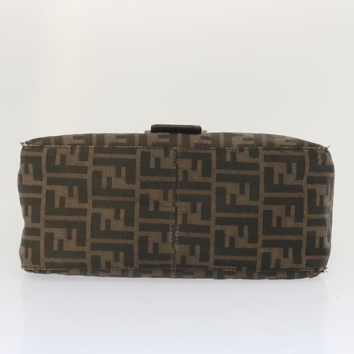 FENDI Zucca Canvas Mamma Baguette Shoulder Bag Black Brown