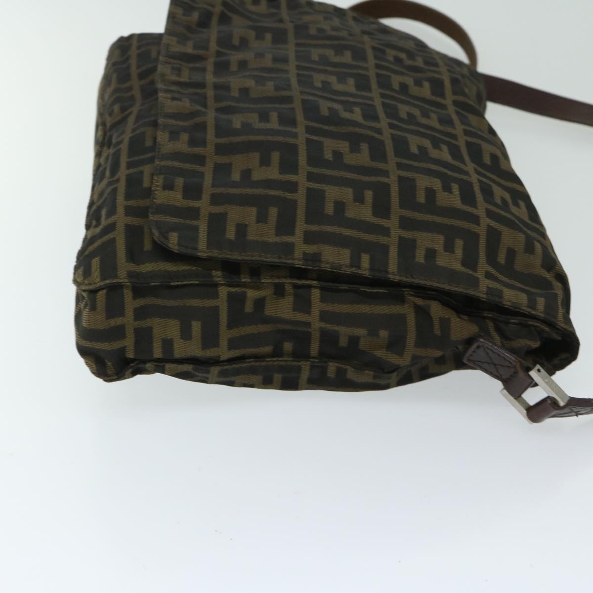 FENDI Zucca Canvas Shoulder Bag Black Brown yk10938