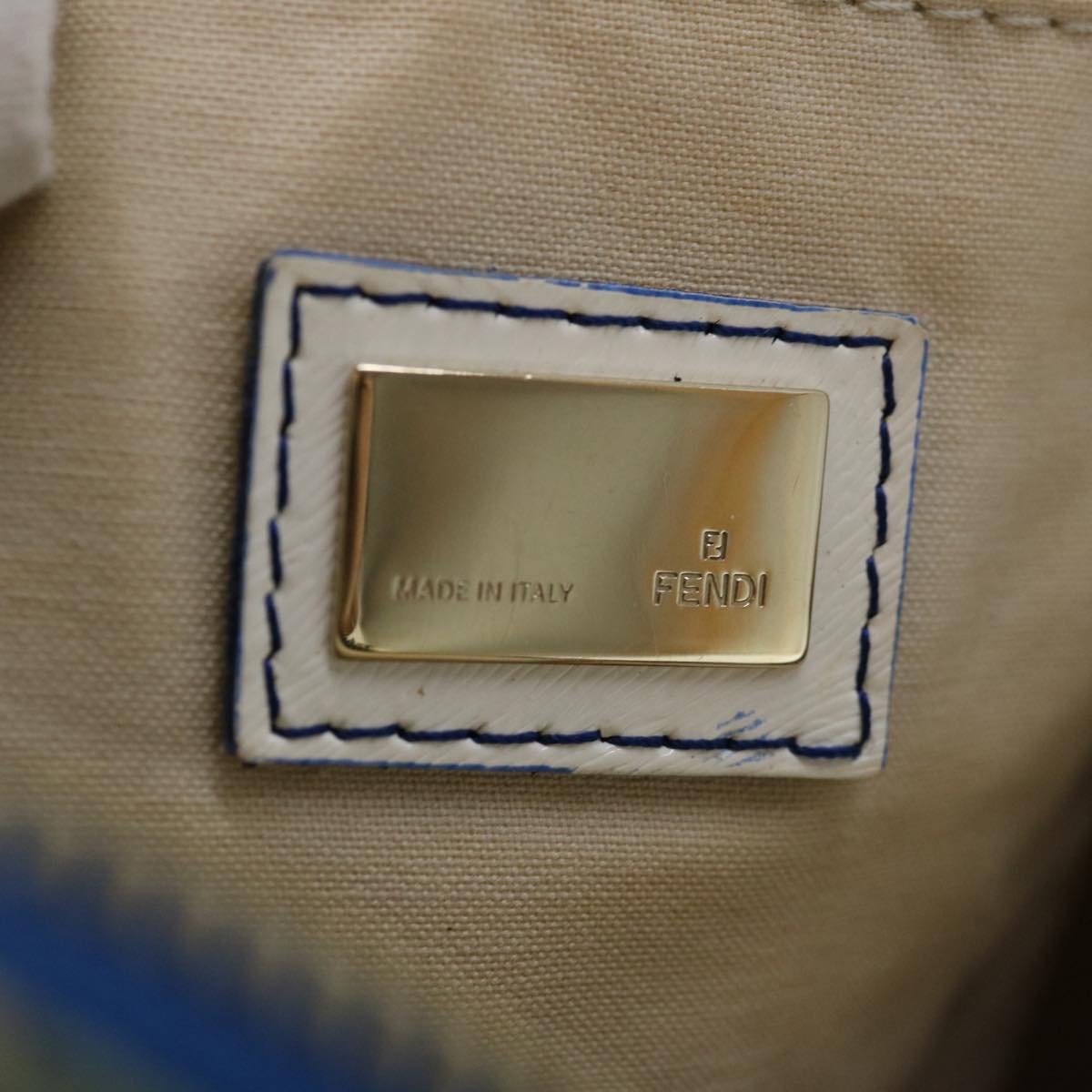 FENDI Mini Boston Bag Canvas Blue yk10944
