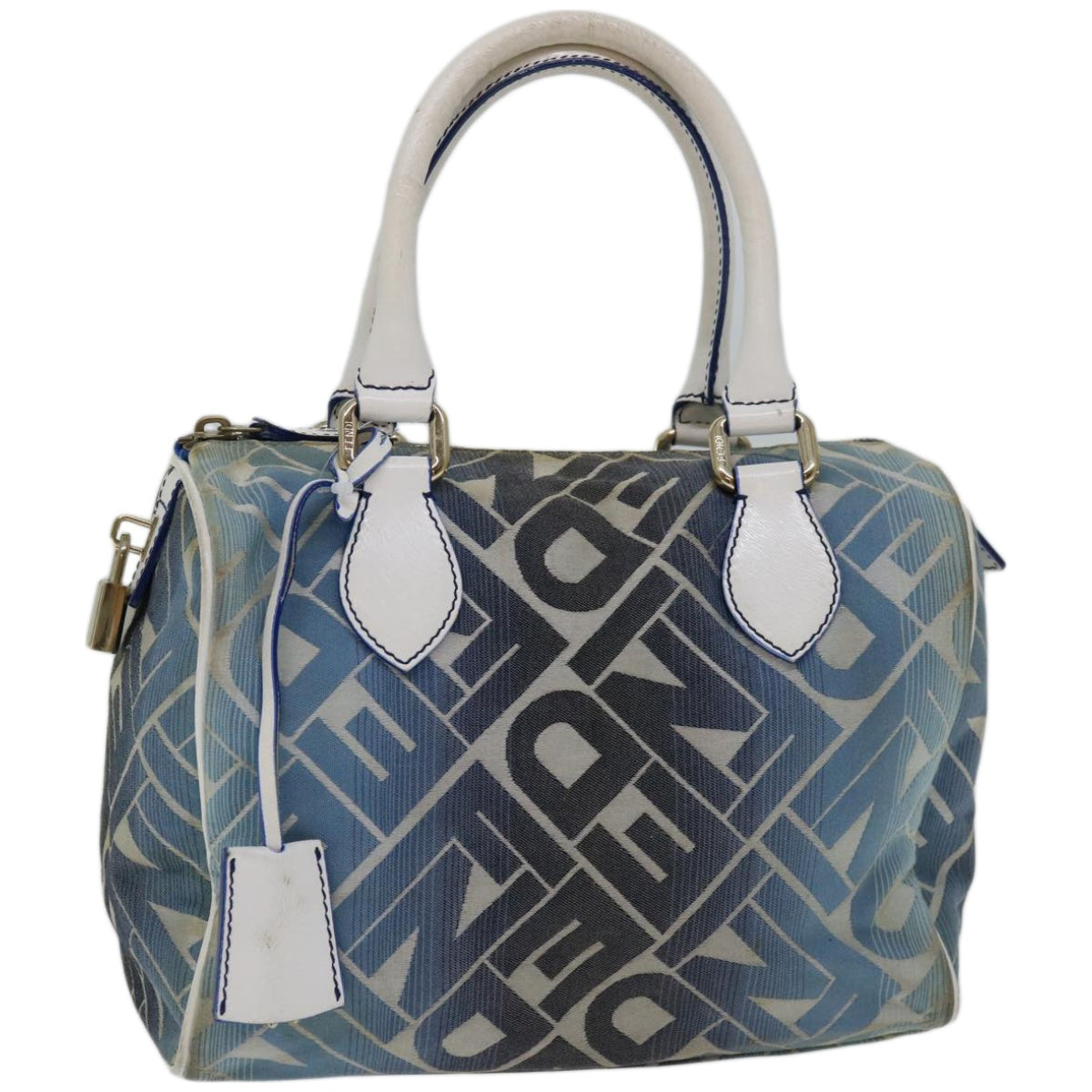 FENDI Mini Boston Bag Canvas Blue yk10944