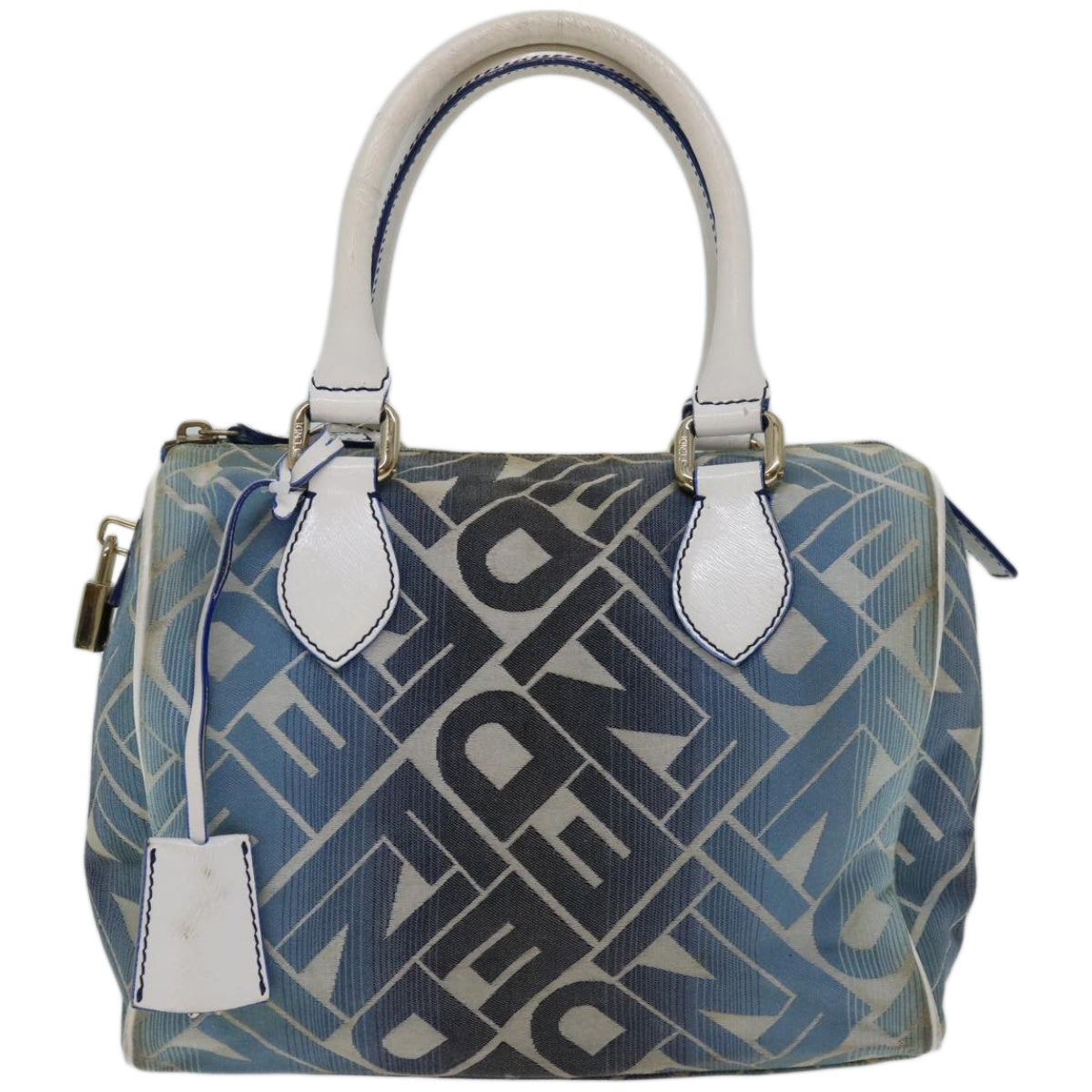 FENDI Mini Boston Bag Canvas Blue yk10944