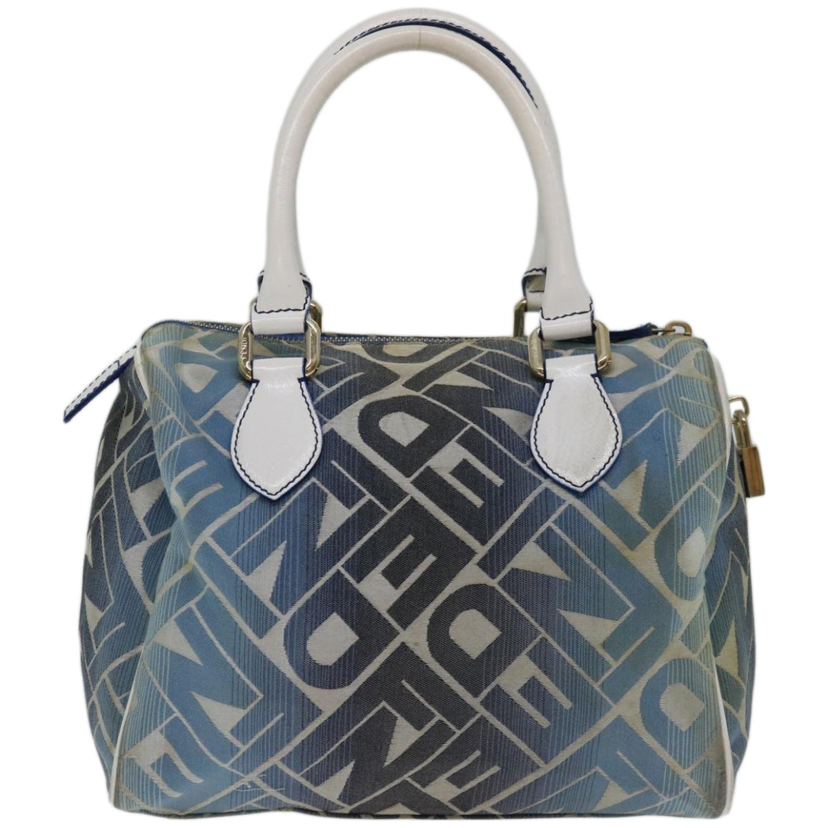 FENDI Mini Boston Bag Canvas Blue yk10944