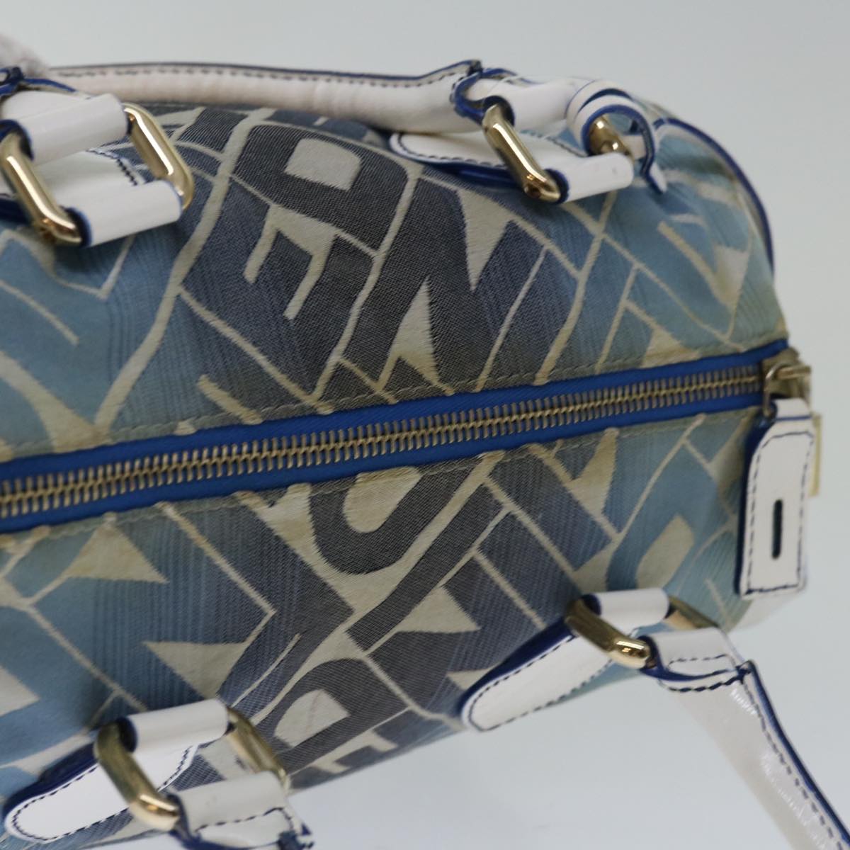 FENDI Mini Boston Bag Canvas Blue yk10944